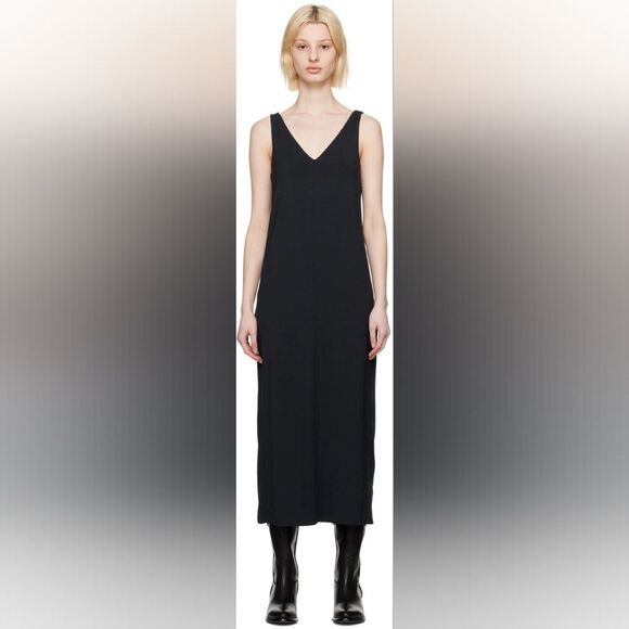rag & bone Black V-Neck Midi Dress Medium - Picture 9 of 13